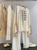 ¡Línea de Lujo Ligero Zedaijiayi! Blusa de Manga Larga Holgada Estilo Bohemio Exquisitamente Bordada Lavada a la Arena