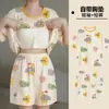 Pijama para Mujer de Manga Corta Dulce con Almohadilla en el Pecho Estilo Coreano Dibujos Animados Estudiante Verano Holgado Talla Grande Ropa de Casa Traje de Dos Piezas para Mujer