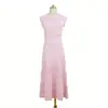 Nuevo Estilo de Principios de Verano Vestido de Punto Hueco al por Mayor Cuello Redondo Sin Mangas Jacquard Cintura Ceñida Cola de Pez Largo Vestido de Oficina para Mujer