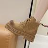 Botas Martin para Mujer Desgastadas 2024 Verano Nuevo Retro Vaqueras Oeste Cuero Genuino Gruesas Estilo Inglés Botines