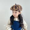 Venta Caliente Transfronteriza Otoño e Invierno Boina Infantil Estilo Retro Americano Sombrero de Pintor Estampado de Leopardo Cepillado Sombrero de Calabaza Navideño