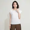 Fábrica de fuentes: Top de twill plisado estilo Miyake con mangas de murciélago, camiseta de diseño holgado adelgazante para mujer, venta al por mayor
