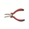 Alicate Popular Transfronteiriço de Liga Níquel-Ferro com 3 Furos para Extensão de Cabelo, Alicate Especial para Acessórios de Peruca, Alicate de Bico Certo com 3 Furos e Cabo Preto e Vermelho Dentado