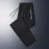 Pantalones de seda helada al por mayor para hombre, pantalones de verano para hombre, delgados, atados al tobillo, holgados, talla grande, pantalones casuales, pantalones deportivos de secado rápido