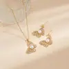 Set de Joyería de Collar y Aretes Nuevo Transfronterizo 2025 Nuevos Aretes de Acero de Titanio de Gama Alta Set de Joyería para Mujer Venta al por Mayor