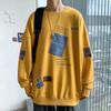 Marca da moda de outono ins suéter masculino moderno gola redonda top roupas outono e inverno camiseta de manga longa com forro de fleece casaco versátil