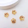 Tapas de Flor de Cobre Chapadas en Oro con Pétalos Huecos, Tapas de Flor con Perlas Electrochapadas de Alta Retención de Color para Accesorios de Joyería DIY para Pulseras y Collares