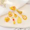 Pingente de Buda de Quatro Cores e Quatro Lados Banhado a Ouro que Preserva a Cor, Ornamento de Pagode Deslumbrante e Único, Decoração Pendente de Cabacinha Oca Exquisita e Versátil