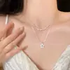 Luz Camada Estrela~ Colar Camadas de Zircônia Cintilante e Pérola Estrela para Mulheres, Corrente de Clavícula Exquisita de Luxo Leve, Acessório Elegante