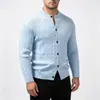 Estilo Old Money Cárdigan de Punto Trenzado Color Sólido para Hombre Retro Cuello Redondo Casual Holgado Versátil Suéter de Punto para Pareja Abrigo