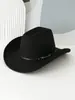 Sombrero de Vaquero Occidental Metálico Tachonado para Mujer con Tema Cuadrado Sombrero de Fiesta con Hebilla Cinturón de Cuero Más Vendido
