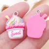 Paquete Mixto de 12 Piezas de 25x15 mm Juguete de Comida Artificial Colgantes de Pastel Batido de Leche de Resina Accesorios para Joyería de Collar Pulsera Hechos a Mano