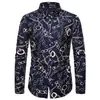 Camisas para hombre camisa de hombre transfronteriza talla europea nueva comercio exterior talla grande camisa de manga larga estampada camisa de flor para club nocturno