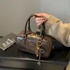 Bolso de mano transfronterizo, bolso de hombro, bolso tipo bowling para mujer, estilo de diseñador coreano de nicho, bolso Boston vintage, bolso cruzado versátil