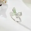 Anillo de Apertura Mariposa Cristal de Hielo Sensación Fría Caliente Cristal Gradiente Circonita Dedo de Dieta Ajustable Anillo Nuevo