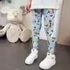 Calças cropped estilo coreano novas de outono e verão para crianças de 3 a 11 anos, coloridas estampadas, leggings para meninas, finas, para uso externo, transfronteiriças