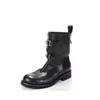 Botas Martin de Mezclilla Patchwork Retro para Mujer, Otoño/Invierno 2026 Nuevas Botas Vaqueras Western de Suela Gruesa con Punta Redonda para Aumentar la Altura para Exportación