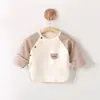 Ropa para bebé recién nacido, camisa de espalda media, top de manga corta de algodón puro, ropa estilo monje, estilo fino para primavera y otoño, Clase A, 0-3 meses