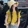 Conjunto de Verão para Meninas 2025 Novo Estilo Moda Jeans Casual de Manga Curta Conjunto de Duas Peças para Meninas