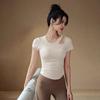 Ropa de yoga para mujer, top deportivo con almohadilla para el pecho, camiseta adelgazante de manga corta para correr, entrenamiento de pilates, ropa de fitness para verano