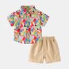 Ropa para niños Dos piezas Camisa de manga corta para niños Top holgado Solapa Camisa de moda Shorts casuales Traje de moda