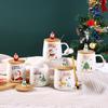 Taza de Cerámica Creativa de Navidad Transfronteriza Taza de Café con Tapa y Cuchara Taza de Regalo de Papá Noel de Dibujos Animados Traje de Regalo