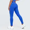 Nuevos pantalones de yoga de nylon de doble cara, con bloques de color transfronterizos, tacto nude, ajustados, de cintura alta y transpirables para mujer, adecuados para deportes, correr y fitness