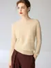 Suéter gola careca 100% puro cashmere para mulheres, nova base de malha slim-fit para outono e inverno, suéter de cashmere de manga longa