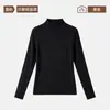Camiseta básica de modal com gola alta meia-manga para mulheres, novo estilo de início de outono, justa, acinturada e emagrecedora, de manga longa