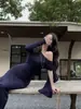 Vestido sexy y elegante de un hombro con manga larga y cintas para mujer, otoño, estilo francés de alta gama, falda irregular, vestido largo ajustado al cuerpo