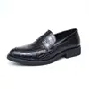 Mocassins Slip-on Masculinos com Padrão de Crocodilo Britânico, Sola Grossa, Antiderrapantes, Sapatos de Couro Formais para Negócios, Sapatos Casuais Slip-on Masculinos para Banquete