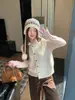 Chaleco de punto de un solo pecho con solapa para mujer, sin mangas, suave y afelpado, corte holgado, perfecto para usar en capas, jersey exterior de otoño e invierno