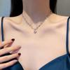 Collar Amor Diamante Rosa para Mujer Verano Lujo Ligero Nicho Sentido del Diseño Famoso en Internet Estilo ins Cadena Clavícula 2022 Nueva Cadena de Collar
