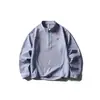Yidao Vintage 2026 Primavera Novo Estilo Americano Esportes ao Ar Livre Solta Respirável Secagem Rápida Meio Zíper Manga Longa Camiseta