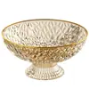 Plato de frutas de lujo ligero, nuevo, de aspecto elegante, con patrón de diamantes, plato de dulces, para sala de estar, mesa de centro, aperitivos, frutas secas, pata alta, escurridor