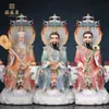Estátua dos Três Puros Mármore Branco Imitado Estátua da Divindade Suprema Taoísta Mestre Celestial Primordial Mestre Celestial Lingbao Estátua do Ancestral dos Três Puros Estátua Ornamento Corpo da Estátua