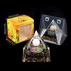 Adorno de Pirámide de Bola de Cristal Natural, Pieza de Decoración para el Hogar de Grava de Cristal Recubierta de Resina, En Caja