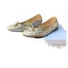 Bailarinas de Ballet con Lazo de Seda Parisinas para Mujer, Punta Redonda, Escote Bajo, Planas, Slip-on, Zapatos Mary Jane Suaves Plateados
