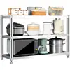 Prateleira Espessada de Aço Inoxidável Rack de Armazenamento de Cozinha Prateleira de Armazenamento de Chão Prateleira de Três Níveis para Micro-ondas Panelas Utensílios de Cozinha
