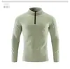 Camiseta Larga Elástica de Secado Rápido para Hombre, Protectora del Sol, Transpirable, con Protección UV, para Exteriores, Media Cremallera, que Absorbe la Humedad
