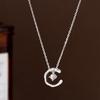 Collar de Diamantes a Cuadros para Mujer Otoño e Invierno Estilo Chanel Incrustado Agua Hielo Luz de Luna Lujo Nicho Cadena de Collar Moda Combinable