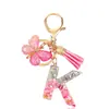 Moda Novo Rosa Cola Pingando Letra Chaveiro Lantejoulas Borboleta Franja Pingente Acessórios Bolsa Pendurar Enfeites Atacado