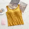 Camisola de modal para mulheres, fina e versátil, com bojos embutidos, top curto estilo tubo wrap