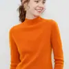 Suéter de Lã Slim com Gola Alta Meia-Boca, Sem Costura, Linha Única, Pronto para Vestir, para Mulheres, Outono e Inverno, Suéter Interno Justo para Mulheres, Camisa de Base de Lã