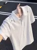 Camisa Polo Masculina Europeia e Americana Texturizada, Waffle Vazado Raglan Manga Curta, Top Casual Personalizado Transfronteiriço