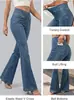Fornecimento Transfronteiriço Exclusivamente para Moda Feminina Europeia e Americana: Calça Jeans Flare de Cintura Alta, Alta Elasticidade, Controle de Barriga, Caimento Justo, Efeito de Alongamento das Pernas, em Estoque na Amazon