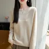 26 Outono Novo Estilo Suéter de Tricô Feminino Peça Única Gola Redonda Suéter Feminino Tricô em Ponto Trançado Solto Camada Base Feminina