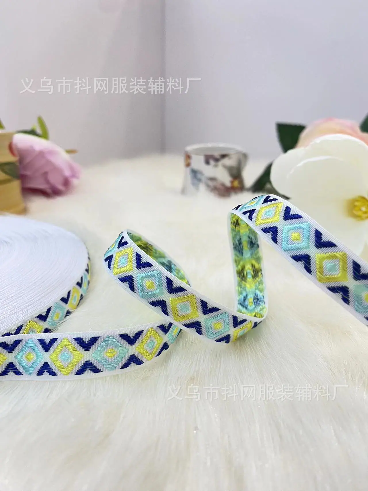 菱形提花刺绣织带发饰头饰包边带