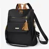 Nova Bolsa Feminina Casual Moda Feminina Leve Franja Duas Alças Mochila Multifuncional Estilo Britânico Retrô Color Block