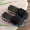 Chanclas para mujer, chanclas de verano para mujer, sandalias de plataforma arcoíris, tacón alto, celebridades de Internet, coloridas, para exteriores, informales, para playa